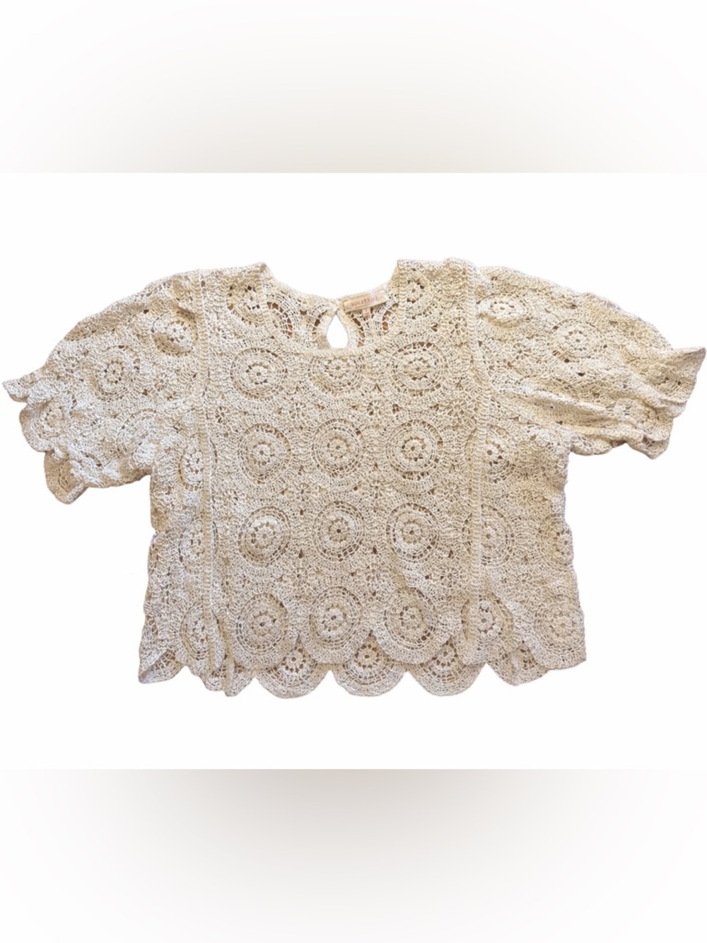 Solitaire Cream Crochet Lace Short Sleeve Boho Top